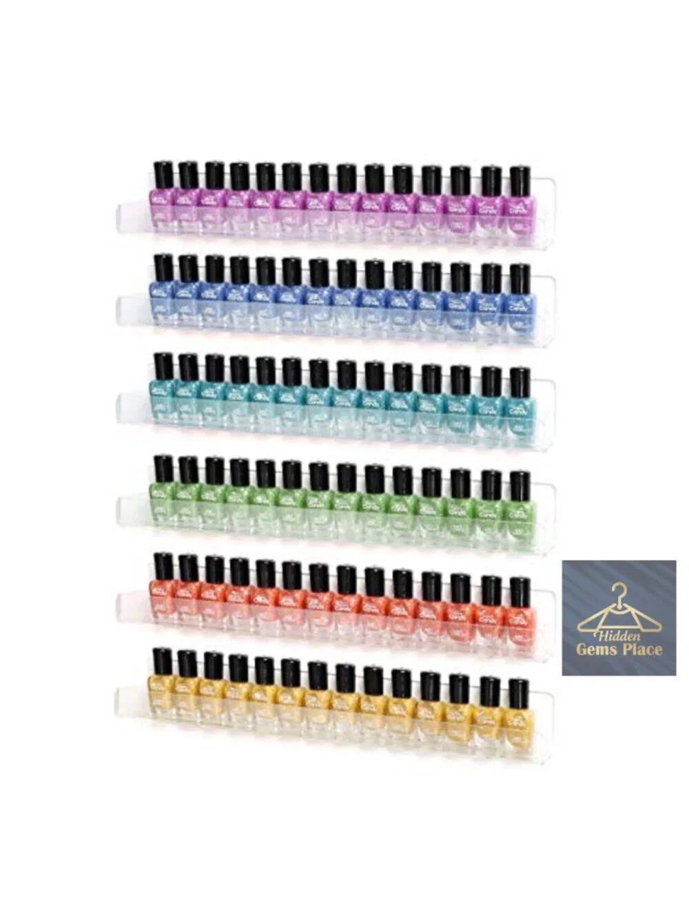 Acrylic 6-Tier Wall Mount Nail Polish Organizer Rack Clear Storage Display